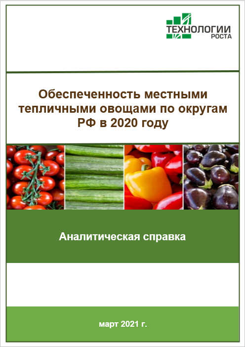 Обеспеченность местными тепличными овощами по округам РФ